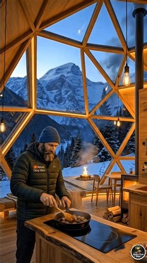 DEEP RELAXATION in a Snowy Dome Cabin❄️🏔️ #NatureCampVibes #CozyDomeCabin #SnowyRelaxation