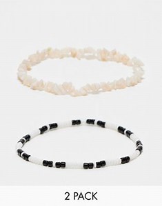 ASOS DESIGN 2 pack anklets with faux shells | ASOS