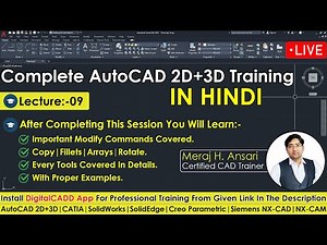 AutoCAD Tutorials for Beginners | AutoCAD Modify Tools | Copy | Fillets | Arrays | Rotate | In Hindi