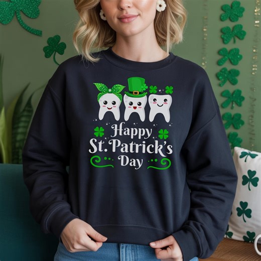 Happy St. Patrick’s Day Tooth Fairy Shirt, Shamrock Dental Crewneck - Etsy