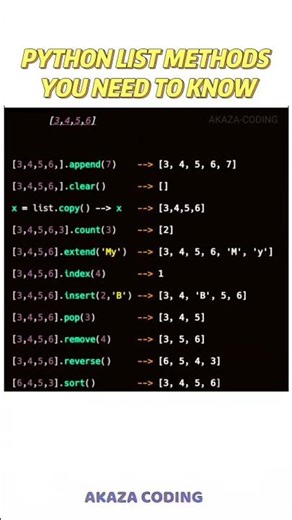 Here are the all python list methods you need to know #pythonlists #vscode #pycharm #yt #fyp