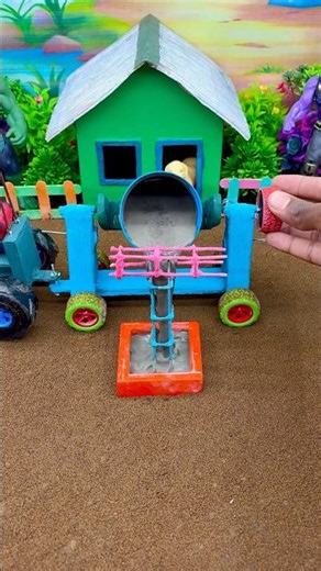 Real Working Mini Tractor Cement Mixer 🚜 | DIY Concrete Pillar Making Machine#shorts