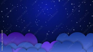 White Blinking Stars Moving With Cloud Cartoon Animation Background. Cloud And Stars Cartoon Animation Background. Kids Cartoon Background With Stars And Cloud Moving. Animated Paper Stars And Cloud B Stock Video