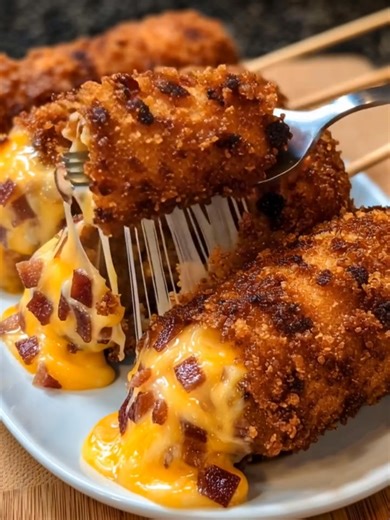 Deep-Fried Bacon Cheeseburger Corn Dogs Hook: Crispy golden corn dogs stuffed with juicy bacon cheeseburger filling — the ultimate fair food mashup! Yield: 8 corn dogs Temp: 350°F (175°C) oil temperature Time: 30 minutes total Key Ingredients First: 1 lb ground beef ................................. Full Recipe in First Cօʍʍеոτ 👇 | Tasty American Kitchen