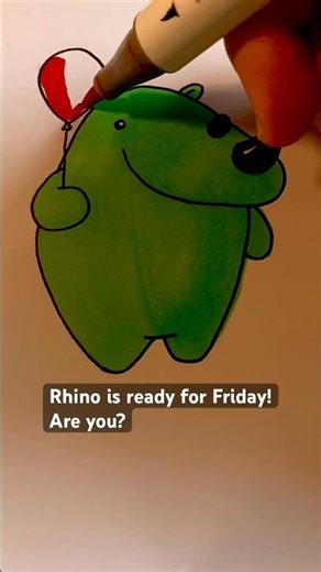 Rhino is ready to party! 🎈 🦏 #kawaii #speedpaint #cuterhino