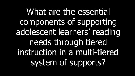 Components of Adolescent Literacy Instruction in an MTSS Model
