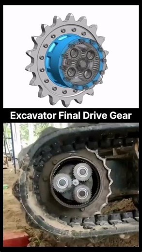 Excavator Final Drive Gear: Planetary Gears & Sprocket Mechanism*#reels*#viral*#video