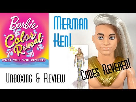 RARE MERMAN KEN DOLL 🧜‍♂️ CODES REVEALED 😲 BARBIE COLOR REVEAL MERMAID 👑 ECW 🌎 UNBOXING & REVIEW