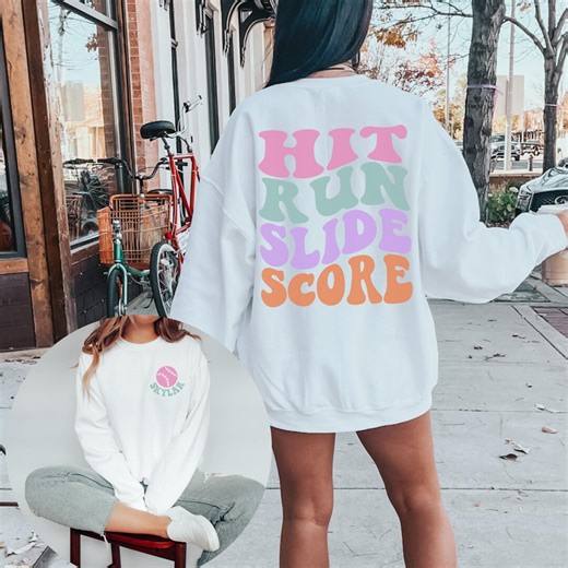 Custom Softball Sweatshirt With Hit Run Slide Score and Personalized Name - Etsy