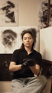 The Shape of Memory charcoal and pastel artwork process