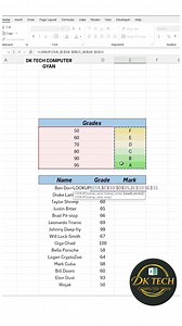 Excel Lookup Function | Exel Tips and Tricks 💥💯🚀 #Excel #trendingnow #exceltips #trendingreelsvideo #explore | DK TECH Computer GYAN