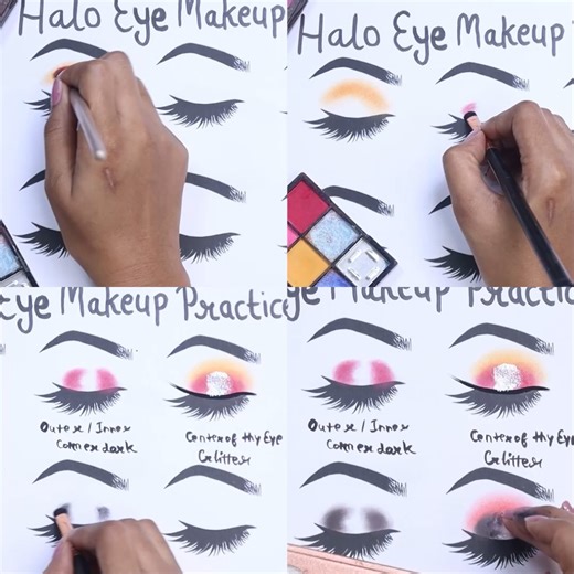 240K views · 2.5K reactions | Easy Halo & Glitter Eye Makeup Tutorial. | SK Makeup | Facebook