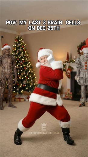 Nabab Uddin on Instagram: "POV: You fell asleep during a horror movie marathon on Christmas Eve. 🎅💤 Ho ho ho... Which one are you today: The dancing Santa, the creepy clown, or the one just standing there like Vecna? Let me know in the comments! 👇 . . . . #santadance #christmas #strangerthings #it #holiday"