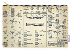 Vintage Cocktail Recipes Board Zip Pouch by Dennson Creative