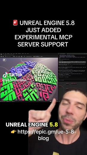 🚨 UNREAL ENGINE 5.8 JUST ADDED EXPERIMENTAL MCP SERVER SUPPORT You can now connect any AI agent directly to your Unreal project, pipeline, and workflow. Ships with: • MCP plugin that lets agents understand and control the editor • Works with Claude Code, Cursor, Windsurf, and other MCP clients • Built-in exposure to Blueprints, assets, levels, materials, and more • Easy to extend with your own tools This is a big step toward agent-driven game development inside Unreal. 👉 https://epic.gm/ue-5-8