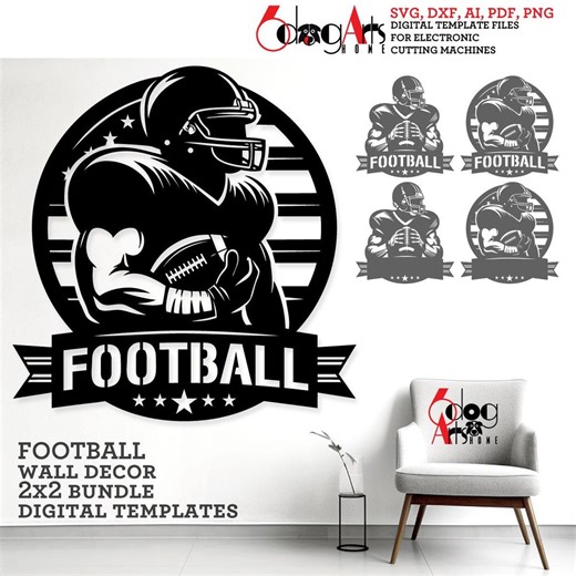 Football Wall Decor SVG/ DXF Bundle Files for Cnc Cutting Machines (digital Download) JH-884 - Etsy