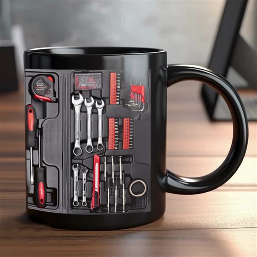 video, Mechanic Toolbox Design Coffee Mug, 1 Count 11oz Creative Coffee Mug, Coffee Water Cup for...