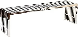 Modway Large Gridiron Stainless Steel Bench