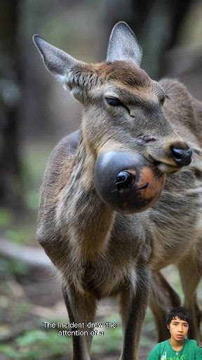 A monkey helps a deer that has a lump on its cheek | Story One Art