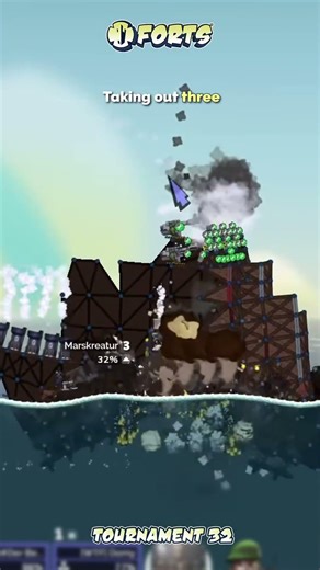 Cannon stack detonates fortship foundation! | Forts #gameplay