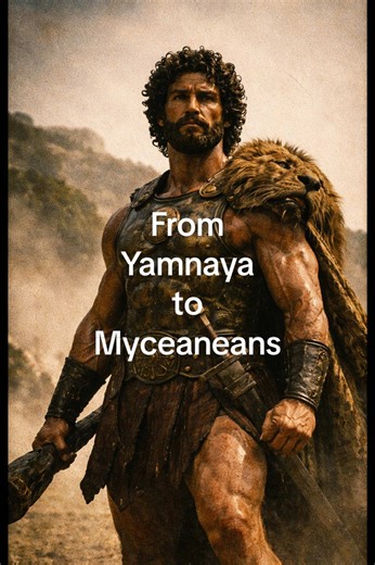 Who were the Mycenaeans — and how did steppe nomads help shape them? Around 3000–2000 BCE, Yamnaya herders spread out of the Pontic-Caspian steppe. Across most of Europe, their ancestry arrived through mixed cultures like Corded Ware and Bell Beaker. But in the Balkans, something different happened. Yamnaya-related groups reached the Aegean more directly and blended with local farmers and older Mediterranean cultures. Out of this mixture, the Mycenaeans emerged — mostly Aegean in ancestry, but c