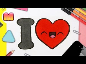COMO DIBUJAR I LOVE YOU KAWAII PASO A PASO - Dibujos kawaii faciles - How to draw a HEART