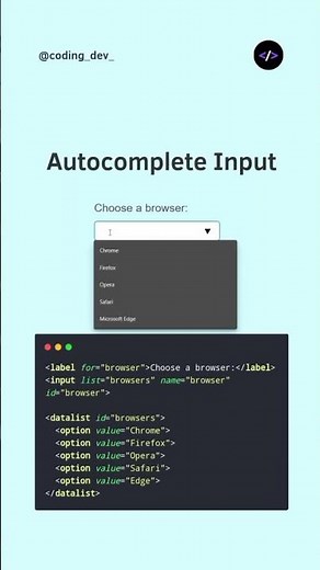Autocomplete Input using Pure HTML 🔥