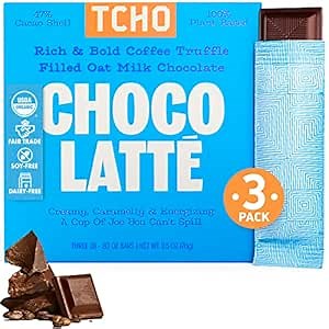 TCHO Choco Latte 47% Oat Milk Chocolate Bars (3 pack) | Plant Based, Organic & Fair Trade, | Non GMO, Non-Dairy, Vegan, Soy Free (2.5oz each)