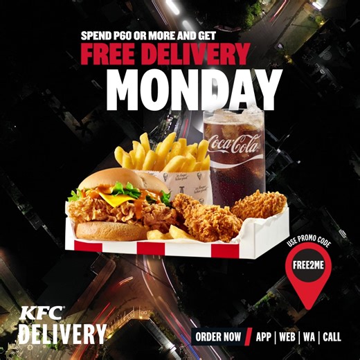 It's Free Delivery Monday! Use the Promo Code FREE2ME on Web or App to qualify for FREE delivery on any order over P60! | KFC Botswana