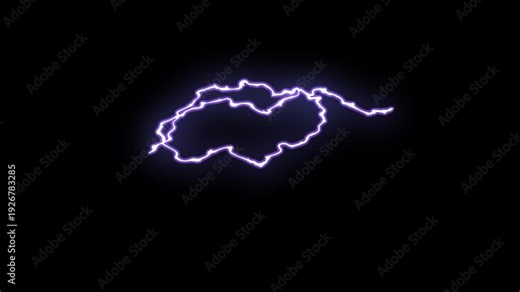 Blue electric lightning bolt flashing across dark, stormy sky with intense thunder strike animation isolated on black screen background, dynamic power discharge visual effect loop in 4K UHD
