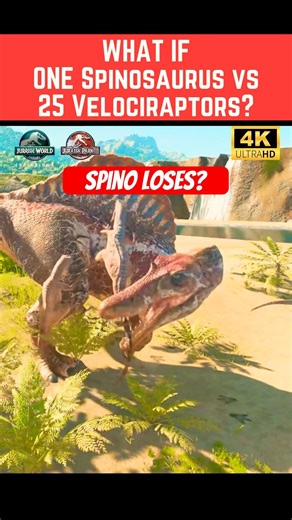 WHAT IF 1 Spinosaurus vs 25 Velociraptor? | Jurassic World Evolution 3 #shorts