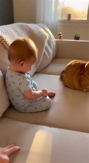 Baby Discovers Cat Tail and Loses His Mind 😍