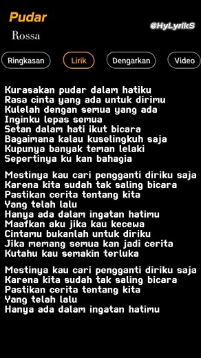 Lirik Lagu Pudar - Rossa | Makna dan Chord Lengkap