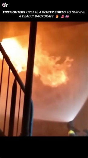 Fire fighters create a water shield to survive a deadly backdraft 🔥🚒