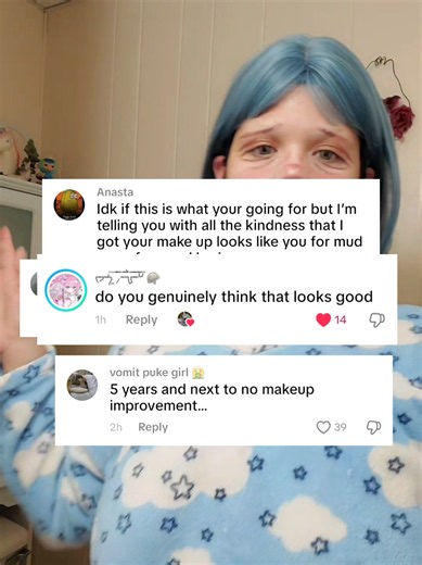 OOAK(one of a kind) dolls and stop motion animation characters are my makeup inspo! 🥰💖 And I'm happy with how I look every time! 🙏 Hopefully this inspires others to adopt the same mindset and be happier!! 🙏💖💖💖🫂🥰 #fyp #kawaii #confidence #makeup #alt