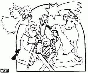 The birth of Jesus coloring page printable game
