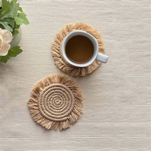 Mila Ivory Macrame Coaster, Boho Fringe Round Drink Coaster, Neutral Table Decor, Housewarming Gift - Etsy
