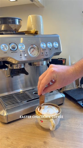 Putting the Easter chocolate to good use! Mocha? Go on then 🍫 #coffeelover #mocha #latteart #coffee