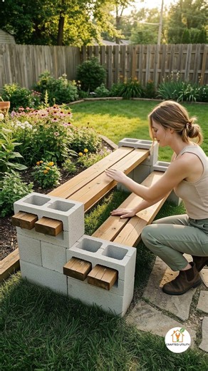 DIY Cinder Block Garden Bench 🌿 Cozy Outdoor Seating Idea With Flowers #gardendelight #diy