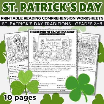 St. Patrick’s Day Traditions Reading Comprehension Worksheets, Irish Culture