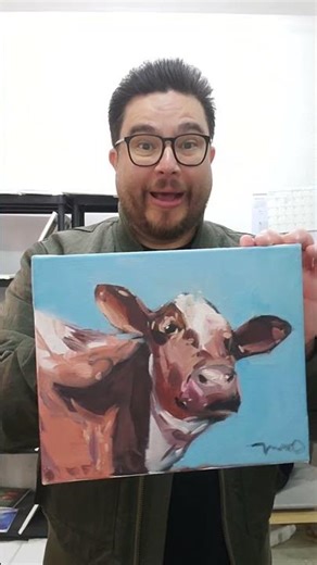 Cow Portrait Oil Painting by Artist Jose Trujillo