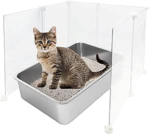 2* Large Cat Litter Box Cover Enclosure with Waterproof Splash Guard, Litter Mat(L33×W23), Row-Hook, DIY Shield, Safe Material, Easy Install & Clean, Privacy Screen for Most Litter Boxes, L27×W21×H17
