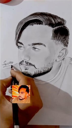 Charcoal Portrait Drawing ✍️ || pic to drawing #live #ytshorts