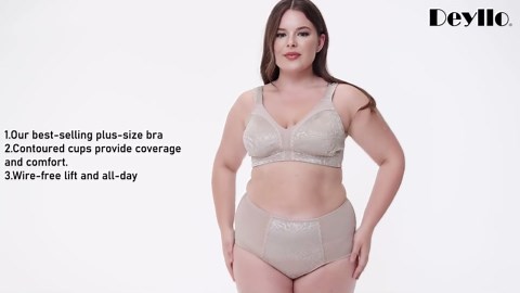 Deyllo Women's Non Padded Wireless Minimizer Bra, Full Coverage, Plus Size, Black, 46DDD