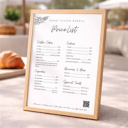 Minimal Bakery Price List Template, Simple Bakery Business Pricing Sheet, Cake & Cookie Menu Guide, Editable Canva Template for Micro Bakers - Etsy