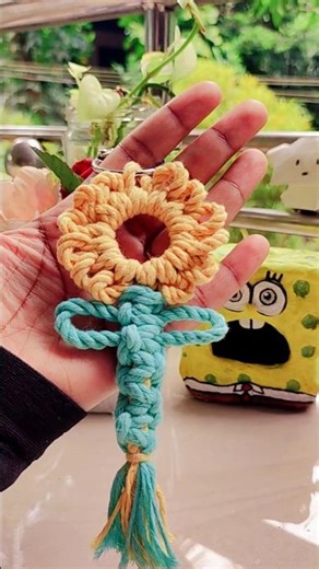 DIY Aesthetic Keychain | Macrame Sunflower Tutorial #shorts #youtubeshorts #fyp