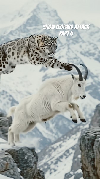 Suddenly Snow Leopard attack on mountain goat #wildlife #animals #nature #snowleopard