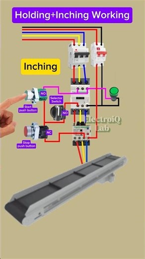 Inching And Holding Circuit Using Selector Switch| NO and NC Push Button and Contactor #shorts #tech