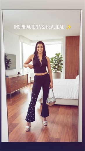 EsOOse on Instagram: "Dicen que las segundas partes nunca son buenas... pero en esOOse creemos que superamos al original. 😉🖤 Mia se inspiró en este look de editorial y lo bajamos a la realidad: ▪️ Pantalón Oxford con tachas laterales (el calce perfecto). ▪️ Top halter con ojalillos metálicos. ▪️ Full actitud. Deslizá ➡️ para ver la foto que inspiró este outfit. ¿Qué dicen? ¿Quién lo llevó mejor? 👇 Los leemos en comentarios. #esOOse #InspiracionVsRealidad #LookDeRevista #TotalBlack TendenciaMe