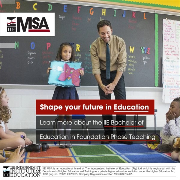 The IIE Bachelor of Education in Foundation Phase Teaching is an undergraduate professional qualification aimed at preparing graduates to teach learners from Grades R to 3. Learn more on our website at: https://www.iiemsa.co.za/courses/bachelor-of-education-in-foundation-phase-teaching/ Visit us on campus, at 144 Peter Road, Ruimsig: https://bit.ly/3XBWlZU #iiemsa #shapeyourfuture #education #BEd | IIE MSA | Facebook